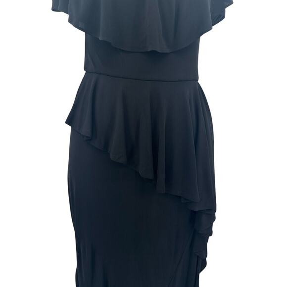 Rickie Freeman For Teri Jon Dress Formal Gown Ruffle Off-Shoulder Black Size 6 - Picture 3 of 13
